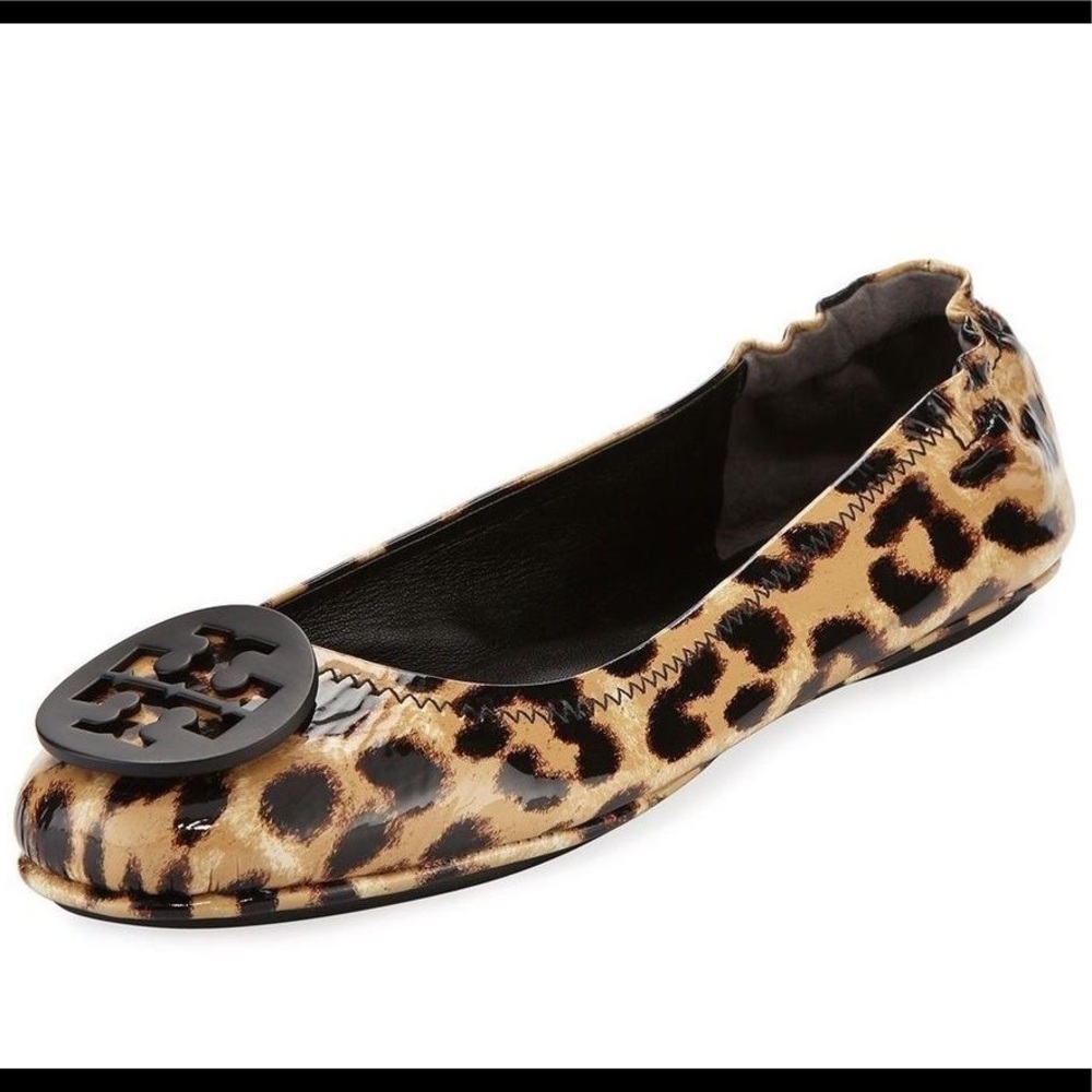 NEW!! Tory Burch Minnie Patent Leather Leopard 8.5